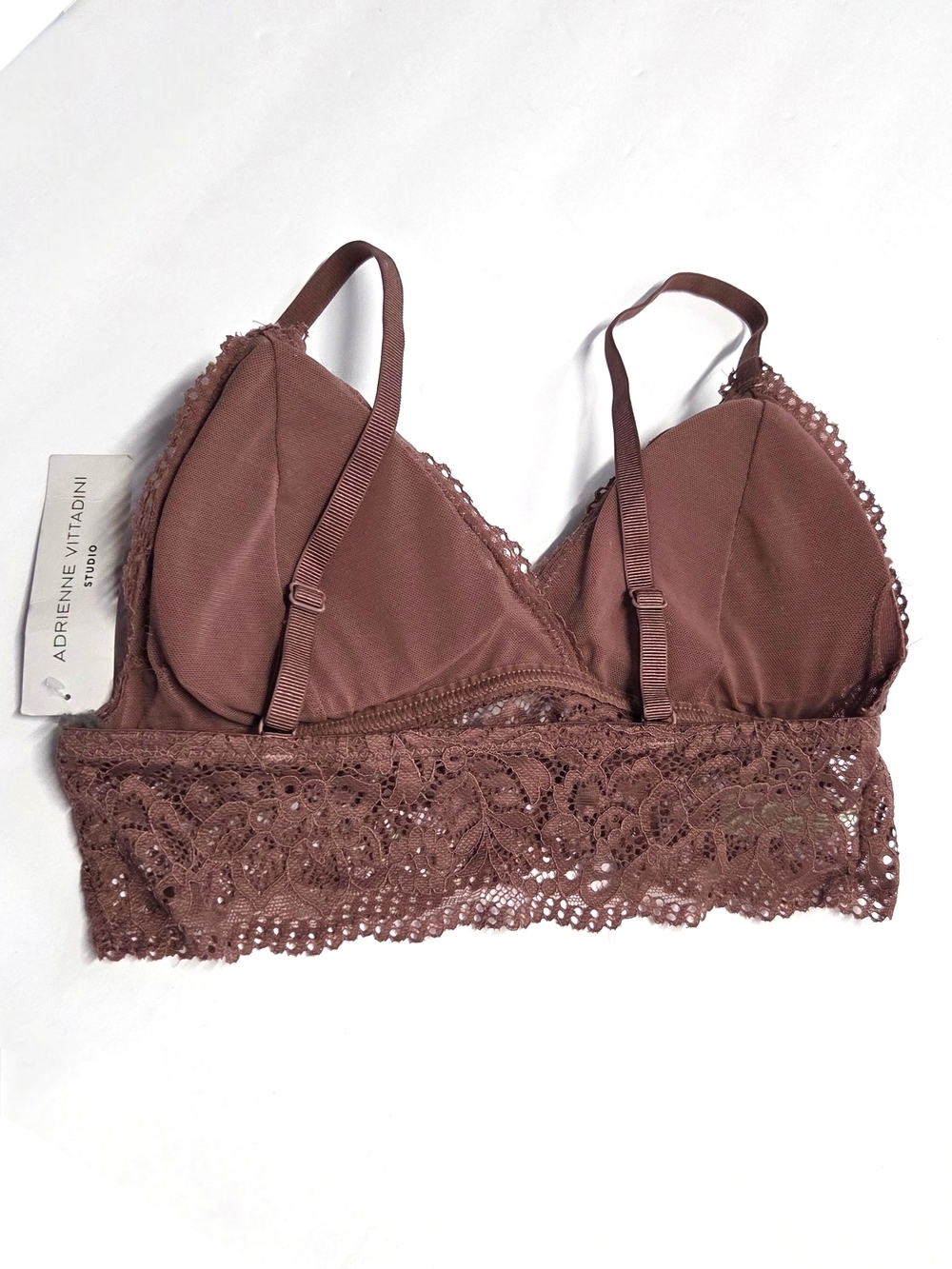 Adrienne Vittadini Studio Scalloped Lace Bralette Mocha Size M NWT Coquette BoHo - Picture 3 of 8